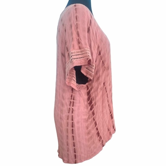 By Together Boho Crinkle Top Tie Dye Terracotta Rose Size Large - Picture 2 of 7